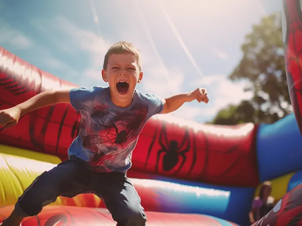 Spiderman Jumping Castle available for hire from Sydney Prime Bounce